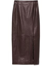 Kiton - Leren Midi-Rok - Lyst