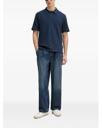 Trussardi - Waffle-Knit Short-Sleeve Polo Shirt - Lyst