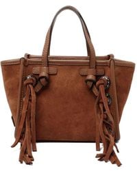 MARCELLA CLUB - Suède Mini-Tas Met Geknoopte Franje - Lyst