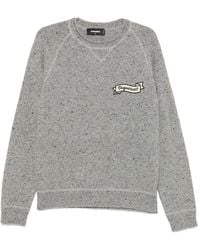 DSquared² - Melierter Pullover Mit Logo-Patch - Lyst