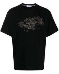 Stone Island - Embroidered-logo Cotton T-shirt - Lyst