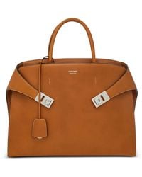 Ferragamo - Hug Gancini-Buckles Leather Tote Bag - Lyst