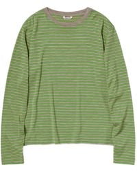 AURALEE - Striped Wool T-Shirt - Lyst