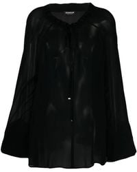 Dondup - Tie-Neck Semi-Sheer Blouse - Lyst
