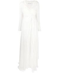 Alberta Ferretti - Wrap-Design V-Neck Dress - Lyst