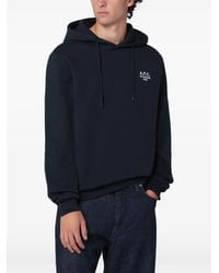 A.P.C. - Rue Madame Logo-Print Hoodie - Lyst