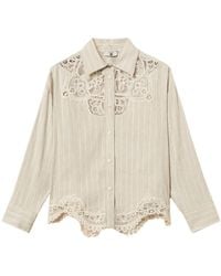 Twinset - Linen Blend Jacquard Shirt With Lace - Lyst
