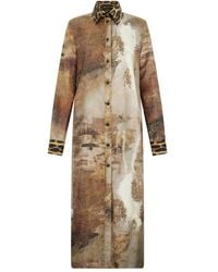 Roberto Cavalli - Marble-Print Shirt Dress - Lyst