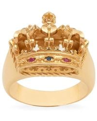 Dolce & Gabbana - 18Kt Geelgouden Royal Ring Met Robijn En Saffier - Lyst
