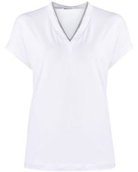 Brunello Cucinelli - T-Shirt mit V-Ausschnitt - Lyst