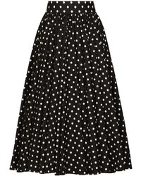 Dolce & Gabbana - Polka-dot Cotton Midi Skirt - Lyst