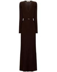 Twinset - Robe Mi-Longue En Maille À Coupe Droite Avec Ceinture - Lyst