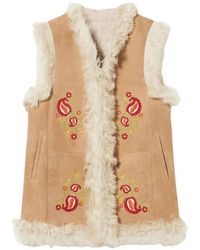 Fortela - Donna Floral-Embroidery Shearling Vest - Lyst