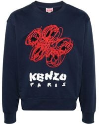 KENZO - Varsity Drawn Sweatshirt mit Blumenstickerei - Lyst