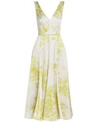 Erdem - Robe Mi-Longue Col-V À Fleurs - Lyst