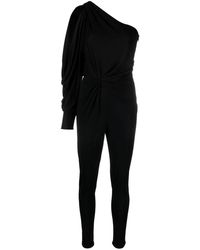 Saint Laurent - One-Shoulder Jumpsuit With Side Gathering - Lyst