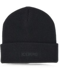 Iceberg - Logo-Embroidered Ribbed-Knit Beanie Hat - Lyst