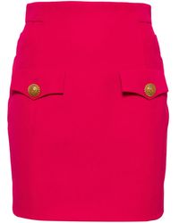 Balmain - Button-Embellished Virgin-Wool Miniskirt - Lyst