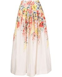 Zimmermann - Falda estampada floral con detalles fruncidos - Lyst