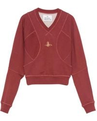 Vivienne Westwood - Orb-Embroidered V-Neck Sweater - Lyst