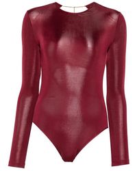 Saint Laurent - Open-Back Long-Sleeve Bodysuit - Lyst