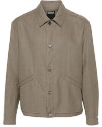 ZEGNA - Chambray Linen Shirt Jacket - Lyst