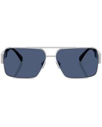 Versace - Greca Rectangle-Frame Sunglasses - Lyst