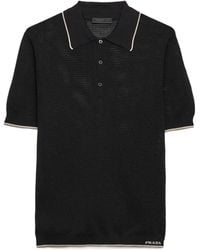 Prada - Silk And Cotton Polo Shirt - Lyst