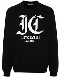 Just Cavalli - Schwarze baumwoll-fleece sweaters - Lyst