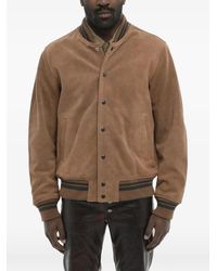 DIESEL - Suede Logo-Patch Bomber Jacket - Lyst
