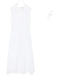 Veronica Beard - Midi Aven Eyelet-Embroidered Sleeveless Dress - Lyst