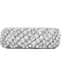 David Yurman - Sterling Sculpted Cable Diamond Band Ring (7.5Mm) - Lyst