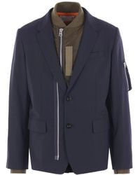 Sacai - Zip-Detail Button Jacket - Lyst
