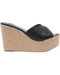 Jimmy Choo - 100Mm Leather Wedge Espadrille Sandals - Lyst