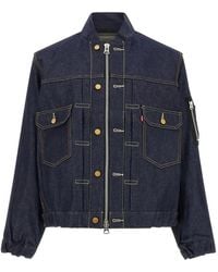 Sacai - X Levi's Zip-Up Panelled Denim Jacket - Lyst
