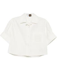 Loewe - X Paula's Ibiza Anagram-Embroidered Cropped Shirt - Lyst