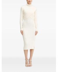 Morgan - Roll-Neck Ribbed Midi Dress - Lyst