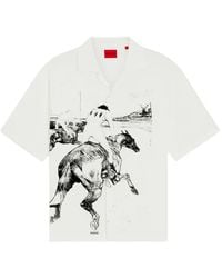 HUGO - Graphic-Print Camp-Collar Shirt - Lyst