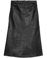 Gestuz - Olivigz Leather Midi Skirt - Lyst