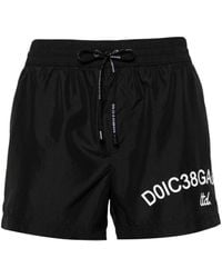 Dolce & Gabbana - | Shorts mare con logo stampato | male | NERO | 5 - Lyst