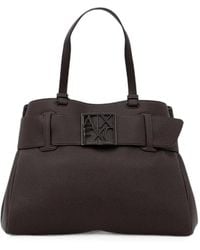 ARMANI EXCHANGE - Logo-Plaque Pebbled-Texture Tote Bag - Lyst