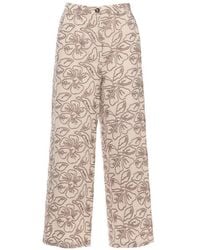 Emme - Floral-Embroidered Trousers - Lyst