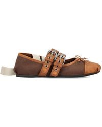 Miu Miu - Buckle-Strap Bow-Detail Ballet Flats - Lyst