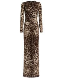 Dolce & Gabbana - Leo-Print Charmeuse Dress - Lyst