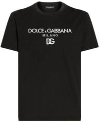 Dolce & Gabbana - Dg Embroidered T-Shirt With Lettering Logo Print - Lyst