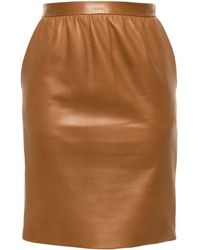 Saint Laurent - Leather Pencil Skirt - Lyst