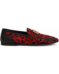 Dolce & Gabbana - Leopard-Print Logo-Buckle Loafers - Lyst