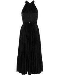 Nissa - Pleated Satin Midi Dress - Lyst