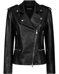 Dondup - Asymmetric Zip Leather Jacket - Lyst