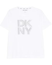 DKNY - Crystal-Embellished Logo-Print T-Shirt - Lyst
